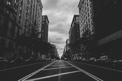 City, Street, Cars, Trees, Black And White Wallpaper,city - Black And White City - 970x646 ...