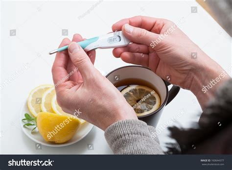 Sick Person Who Looking Thermometer Drinking Stock Photo 160644377 | Shutterstock