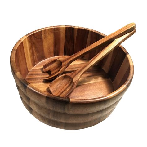 Kalmar Home Extra Large Acacia Wood Salad Bowl with 2 Serving Utensils, Brown - Walmart.com ...