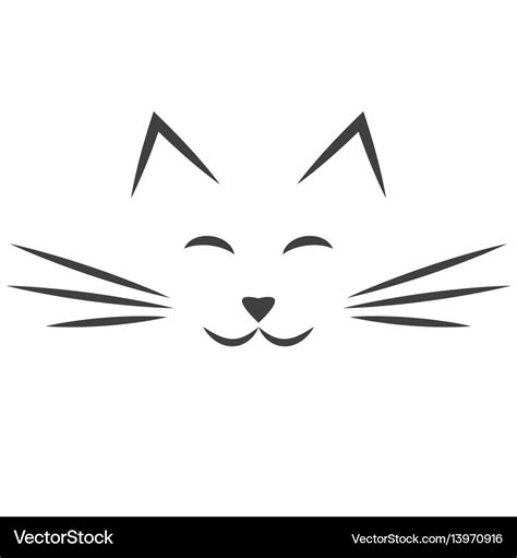 Black cat face icon isolated on white Royalty Free Vector