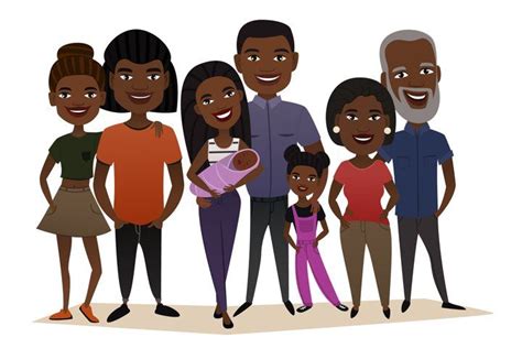 Big happy black family cartoon concept (739912) | Characters | Design Bundles | Family cartoon ...