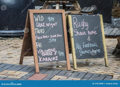 British Pub Blackboard Signs Stock Photo - Image of quiz, football: 37813898