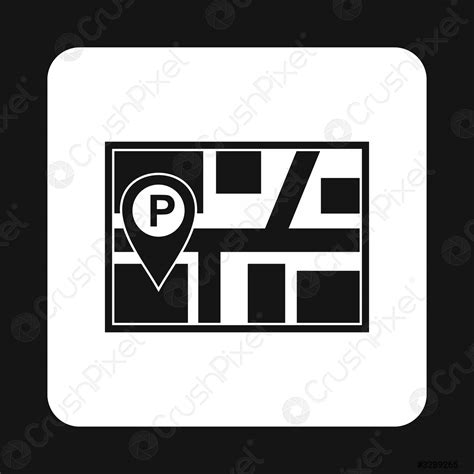 Map of JPS with a parking sign icon, simple style - stock vector ...