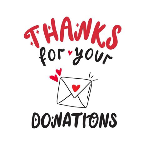 Thanks for your donations sign for a charity event with cute letter with hearts. 17784147 Vector ...