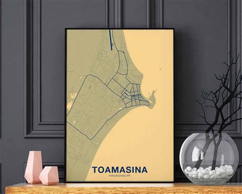 TOAMASINA Madagascar Map Poster Color Hometown City Print Modern Home ...