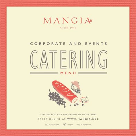 Catering Menu at Mangia NYC Corporate And Event Catering