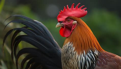 Premium AI Image | A rooster with a red comb and a red comb