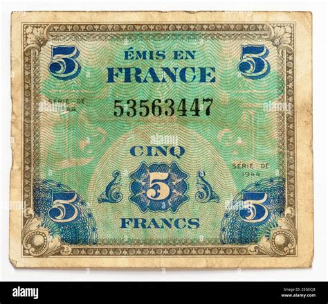 Old French Bank Note Five Francs Stock Photo - Alamy