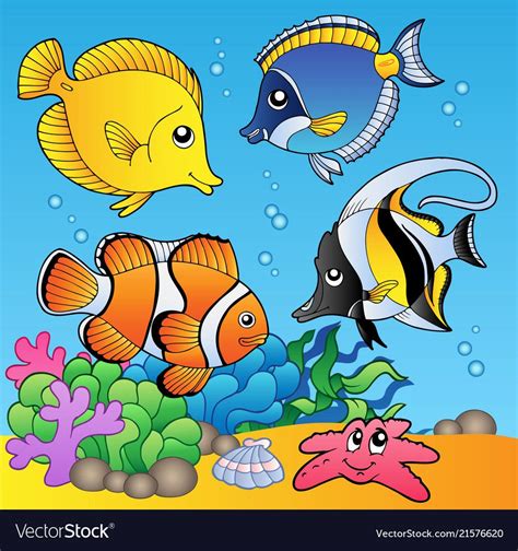 Underwater animals and fishes 2 vector image on VectorStock | Трафареты для детского творчества ...