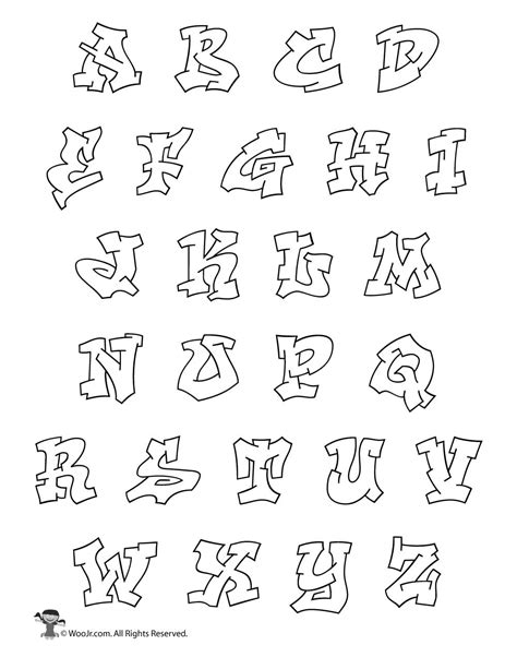 Graffiti Bubble Letters Alphabet | Woo! Jr. Kids Activities : Children's Publishing