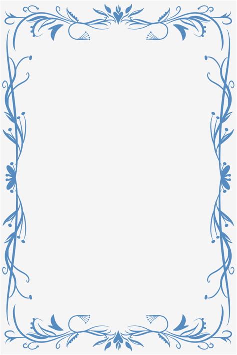 Flower Vine Border PNG Image, Elegant Blue Flower Vine Decorative Border, Flower Vine, Lines ...