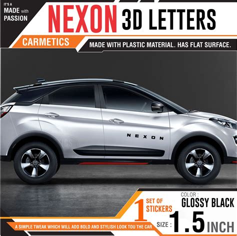 Buy Carmetics Nexon 3d Letters for Tata nexon accessories 3d stickers logo emblem graphics ...