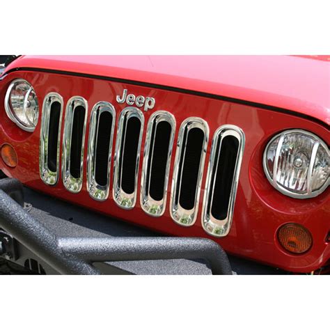 Chrome Grill Grille Inserts Kit for Jeep Wrangler JK 07-18 11306.20 Rugged Ridge | eBay