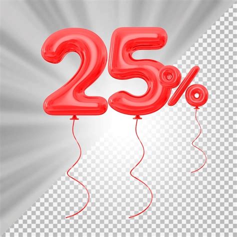 Premium PSD | Promotion 25 percent red balloon number