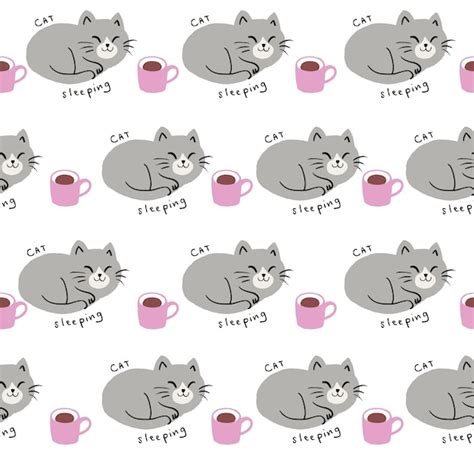 Premium Vector | Cute seamless pattern cat sleeping vector.