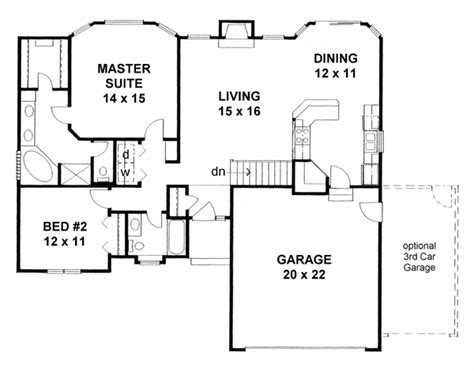 Traditional Style House Plan 62610 with 2 Bed, 2 Bath, 2 Car Garage ...