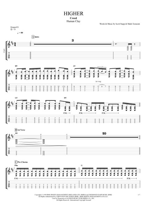 Higher Tab by Creed (Guitar Pro) - Full Score | mySongBook