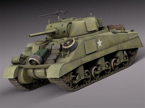 3D model M4A2 Sherman Tank with equipment | CGTrader