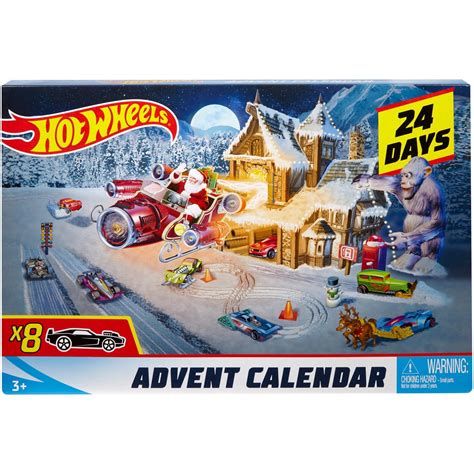 Hot Wheels Advent Calendar with 8-Hot Wheels Vehicles & Playmat Set ...