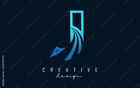 Outline Creative letter J logo with leading lines and road concept ...