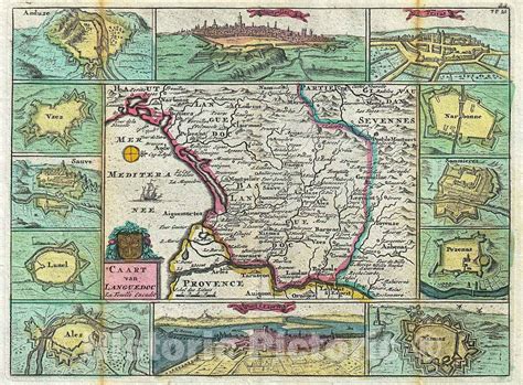 Historic Map : La Feuille Map of Languedoc, France, 1747, Vintage Wall ...