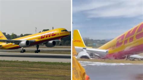 A DHL Cargo Plane Broke In Two After A Crash Landing In Costa Rica & The Videos Are Wild - Narcity