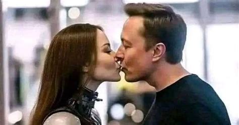 Baffling image of Elon Musk kissing a ROBOT goes viral as fears about ...