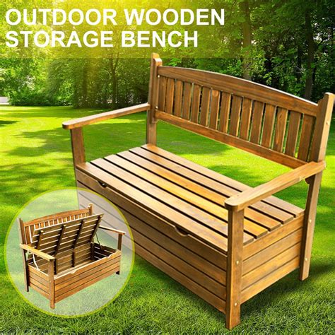 Wooden Garden Storage Bench