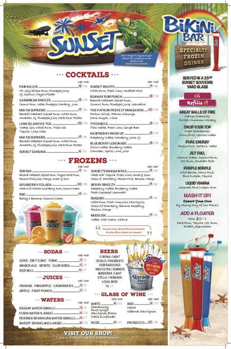 Menus - Sunset Beach Bar Sxm