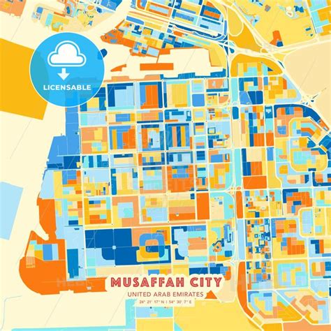 an illustrated map of musaffah city, united arab emirates with the name ...