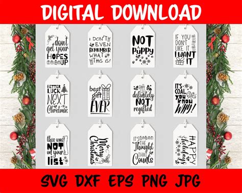 12 Christmas Gift Tag SVG Bundle Printable Funny Holiday - Etsy