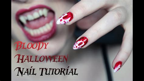 Easy Bloody Halloween Nail Tutorial - YouTube