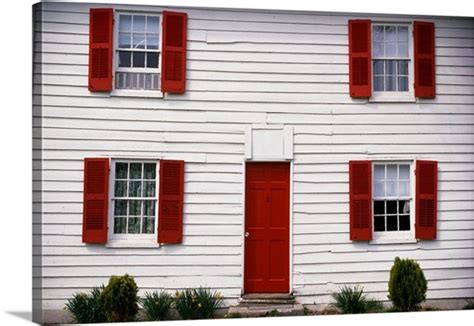 White House with Red Door and Shutters Photo Canvas Print | Great Big Canvas