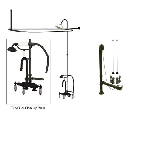 Oil Rubbed Bronze Clawfoot Tub Faucet Shower Kit with Enclosure Curtai ...