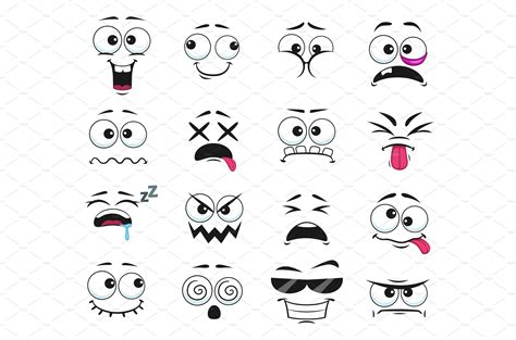 Cartoon face expressions, vector | Illustrations ~ Creative Market
