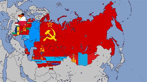 Flag Map of the Soviet Socialist Republics and Satellite States : r/Maps