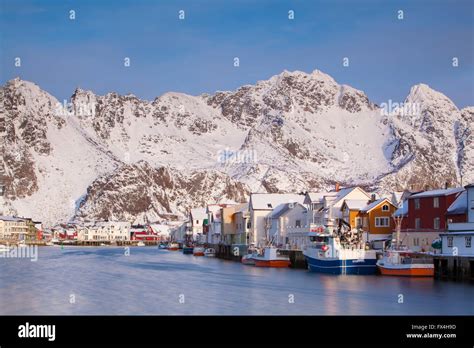 Henningsvaer in winter, Lofoten, Norway Stock Photo - Alamy