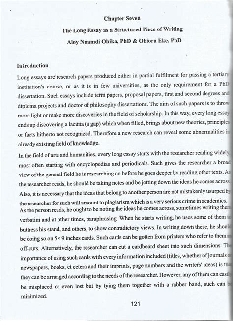 (PDF) The Long Essay as a Structured Piece of Writing