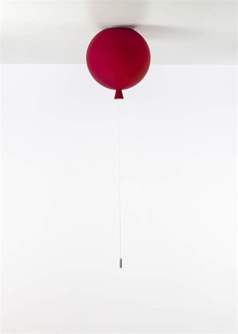 White Interior - Brokis lights - Red matt balloon Memory is hanging light. Design by Boris ...