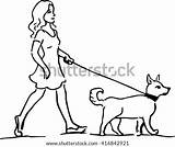 Girl Walking Dog Coloring Page Pages sketch template