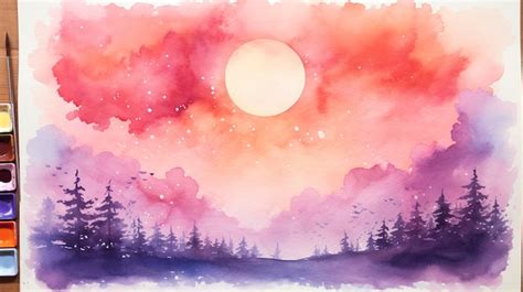 Premium AI Image | Watercolor Sunset Sky