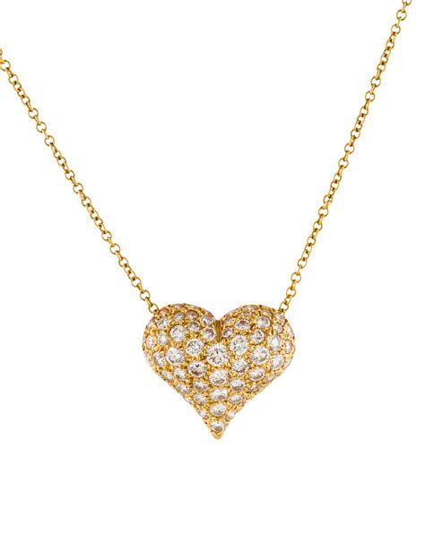 Tiffany & Co. 18K Diamond Heart Pendant Necklace - 18K Yellow Gold Pendant Necklace, Necklaces ...