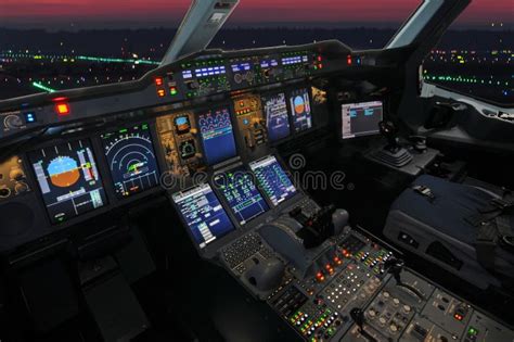 Airbus Cockpit stock image. Image of lights, night, airbus - 28742819