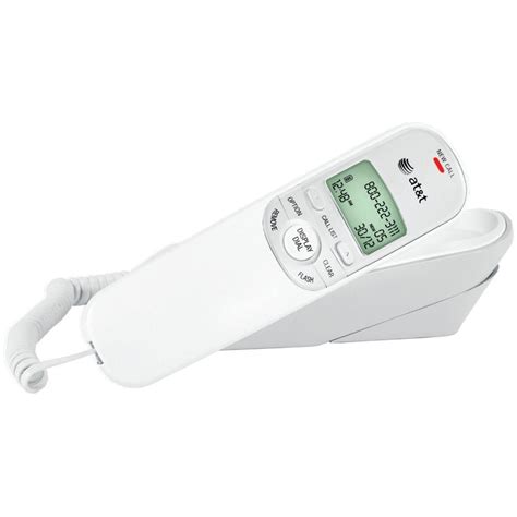 AT&T Corded Trimline Phone With Caller ID - White-TR1909W - The Home Depot