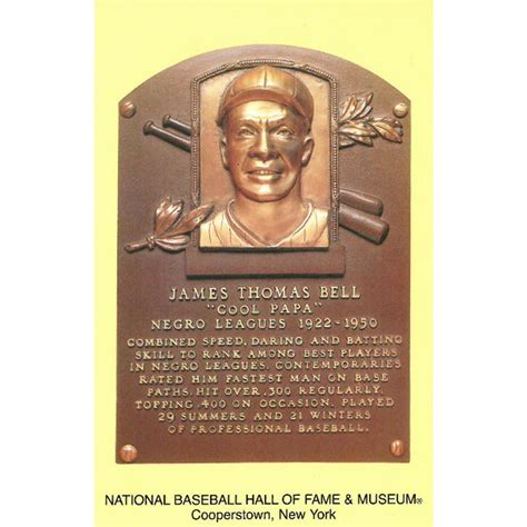 Cool Papa Bell Baseball Hall of Fame Plaque Postcard