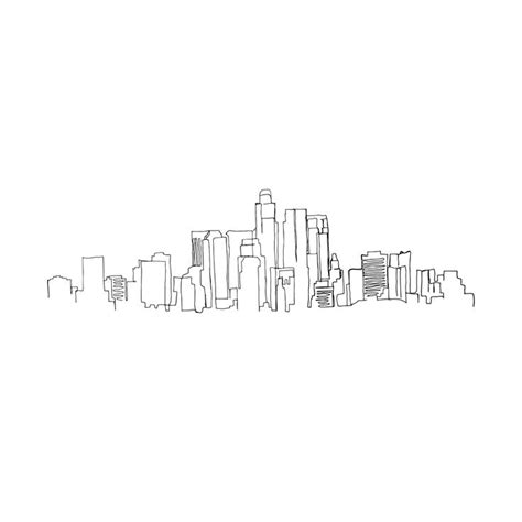 Los Angeles Skyline Drawing Mini Art Print by Emily DeSantis - Without Stand - 3" x 4" | Skyline ...