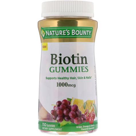 Nature's Bounty, Biotin Gummies, Grape, Orange & Cherry Flavored, 1,000 mcg, 110 Gummies - iHerb