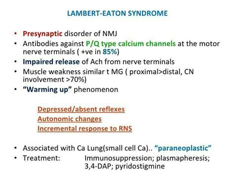 LAMBERT-EATON SYNDROME | Syndrome, Nursing flashcards, Body disorders