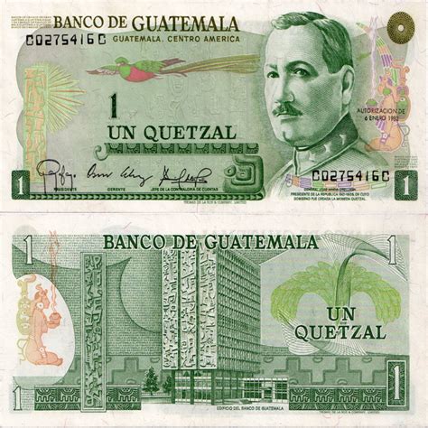 1983 * Billete Guatemala 1 Quetzal "General JM Orellana" (p59c) SC - Mynumi