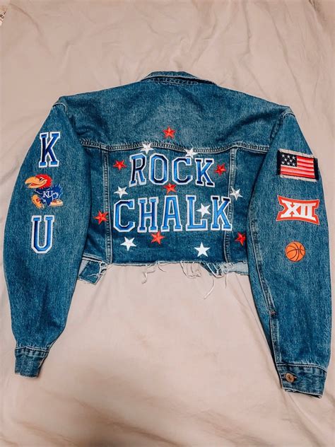 Kansas Jayhawks Custom Denim Jacket- Med on Mercari | Custom jean ...